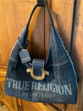 True Religion frayed denim hobo bag
